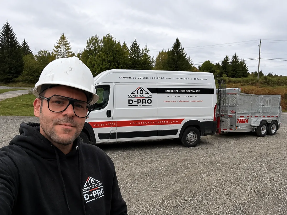 Danny, fondateur de Construction D-Pro, devant le camion D-Pro